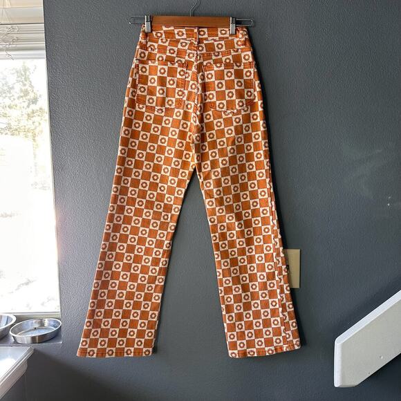 Baevely Anthropologie Retro Flower Checker Print Pants - Picture 4 of 9